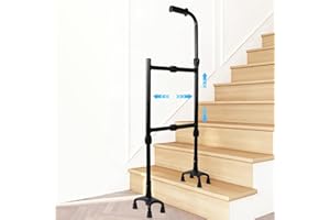 AMOVO Stair Assist Cane for Elderly Adjustable Height & Width Stair Climbing Aid Devices & Stand Assist, 450lbs Support, Ligh