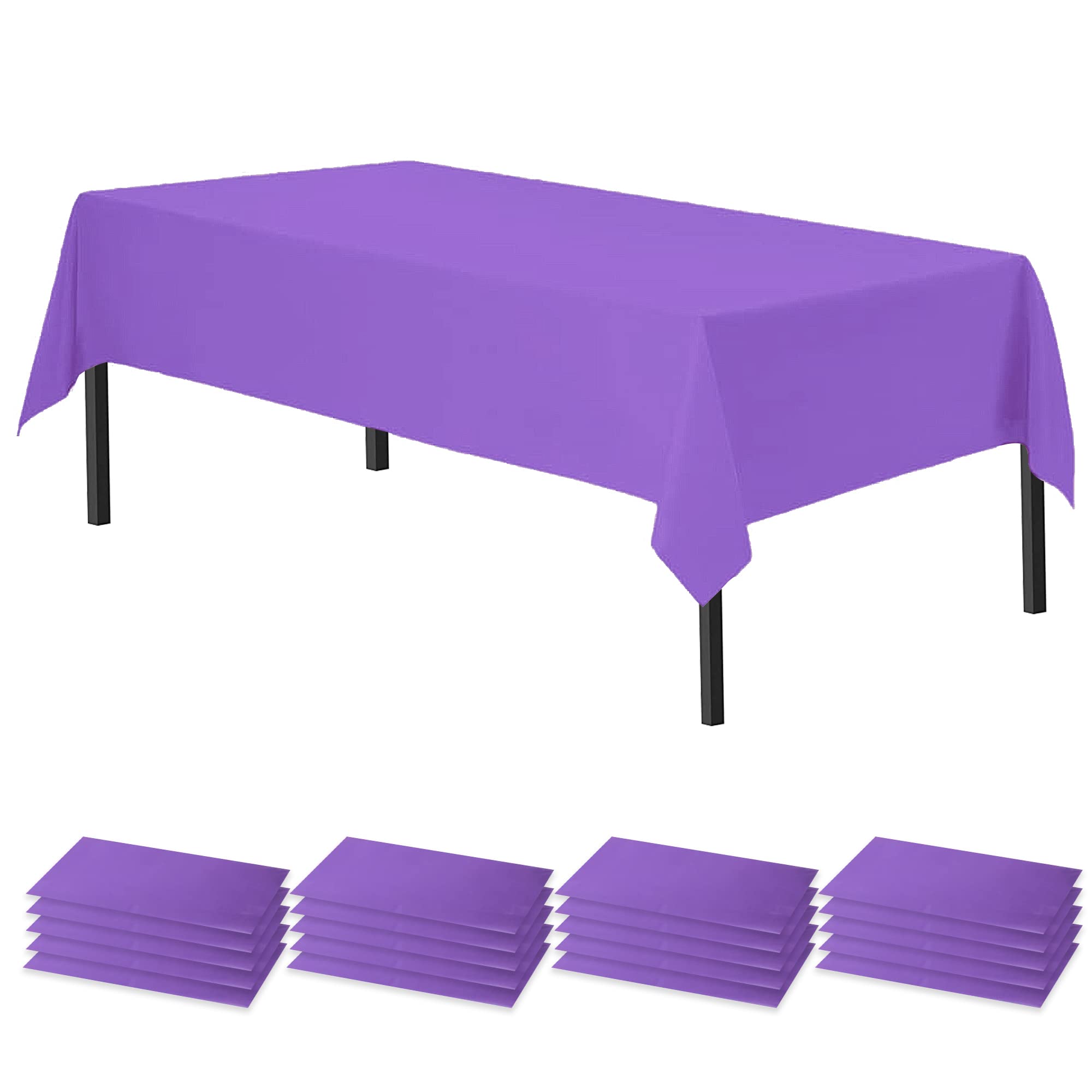Time to Sparkle 10 Pack Plastic Tablecloths 54" x 108" Plastic Dining Table Cloth Premium Rectangle Table Cover for Parties Wedding Banquet etc Indoor Or Outdoor Purple