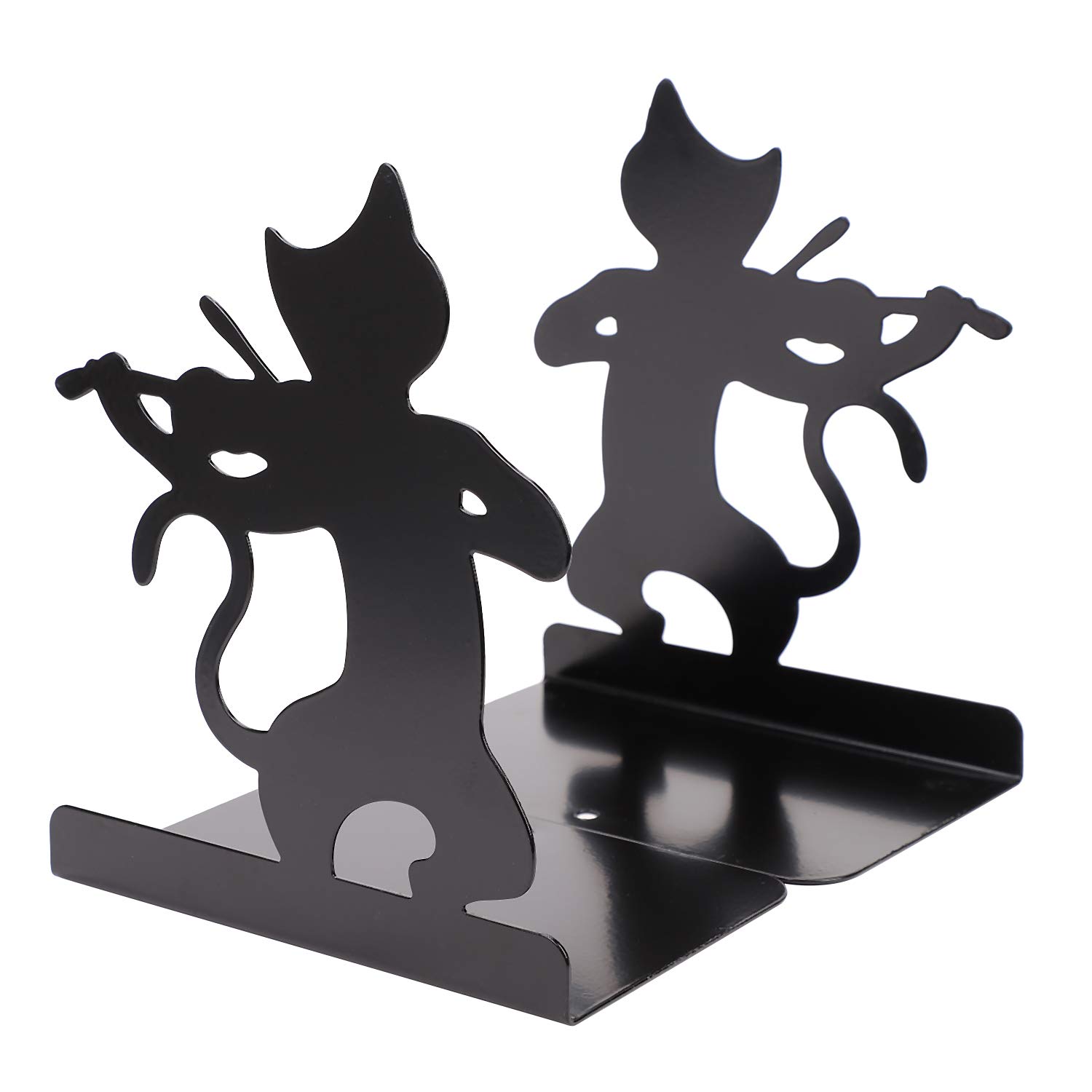 Metal Book Ends Heavy Duty Bookends Anti Slip Novelty Cat Bookends Book Holder Stand for Students Kids Children Non Slip Book Ends for Book Shelf Desktop Organiser for Home Office School