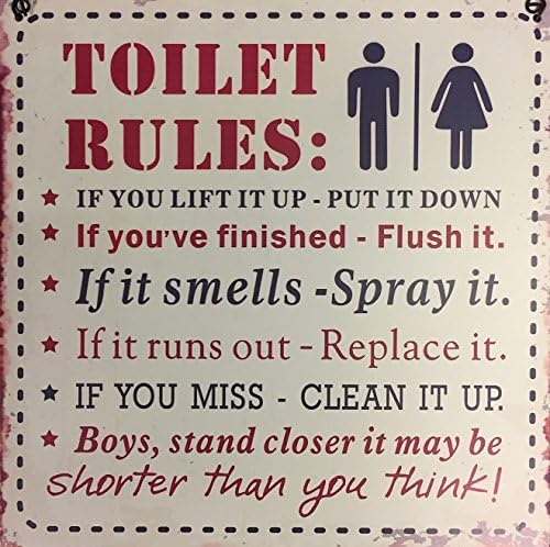 Sign/Plaque ~ Metal ~ TOILET RULES