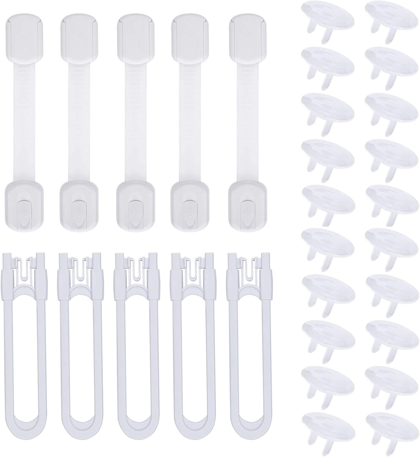 Safety Cabinet Lock for Babies-30Pack Baby Proofing Cabinets Locks Kits & Child Proof Strap & Home Furniture Safe Latches Door of Drawers,Wardrobe,Fridge,Bathroom,Kitchen,Cupboard,Toilet Seat,Oven White