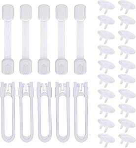Safety Cabinet Lock for Babies-30Pack Baby Proofing Cabinets Locks Kits & Child Proof Strap & Home Furniture Safe Latches Door of Drawers,Wardrobe,Fridge,Bathroom,Kitchen,Cupboard,Toilet Seat,Oven White