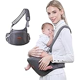 SUNVENO Baby Hip Seat Carrier, Ergonomic Waist Seat with Adjustable Strap Pockets Soft Base Front Carrier for 3-36 Month Baby, Grey
