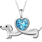 qielizhu Dachshund Gifts Dachshund Necklace 925 Sterling Silver Dachshund Gifts for Women Birthstone Dachshund Jewelry Gifts for Women