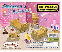 3-D Wooden Puzzle - Dollhouse Bedroom Furniture Set -Affordable Gift for your Little One! Item #DCHI-WPZ-P010