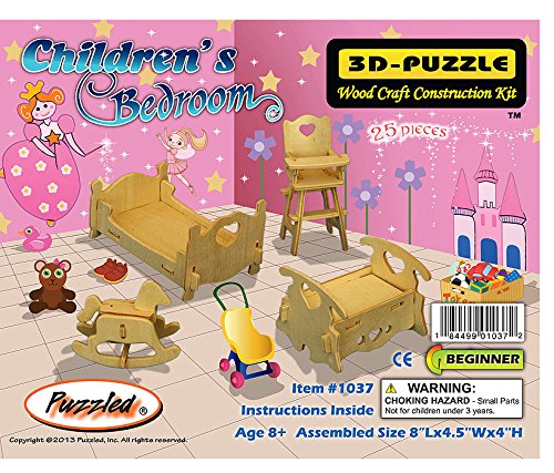 3-d wooden puzzle - dollhouse bedroom furniture set -af…
