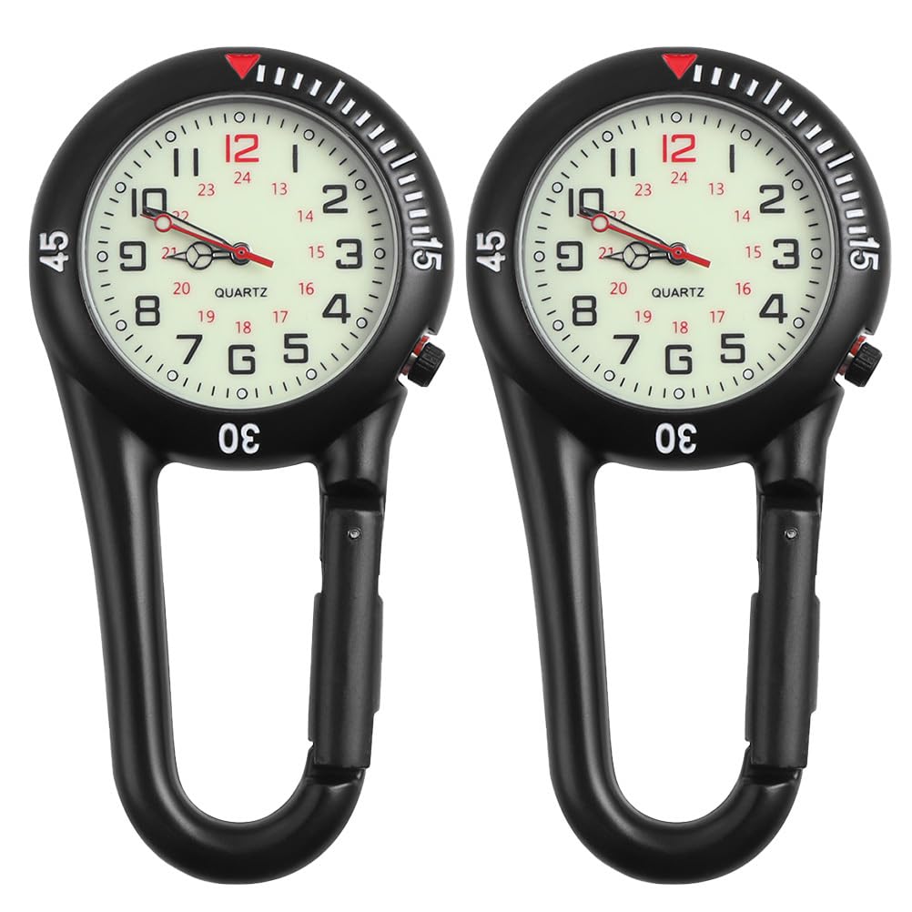BESPORTBLE Clip on Watch Set with Fluorescent Dial Backpack Buckle Glow in The Dark Fob Watch for Nurses and Outdoor Use Unisex Pocket
