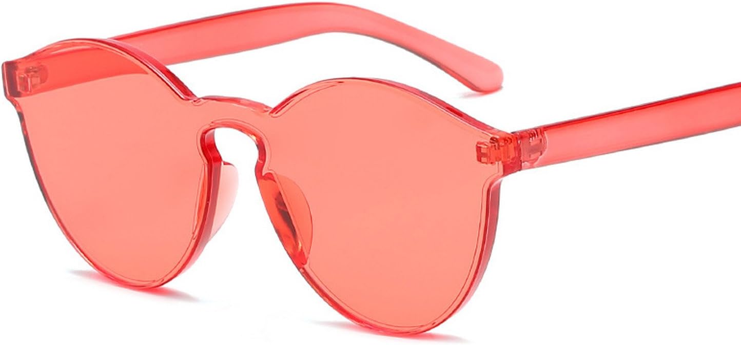 B dressy sportinggoods One Piece Rimless Sunglasses Transparent Candy Color Women Sunglasses