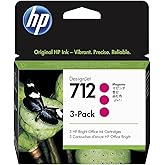 HP 712 Magenta 29-ml 3-Pack Genuine Ink Cartridges (3ED78A) for DesignJet T650, T630, T230, T210 & Studio Plotter Printers