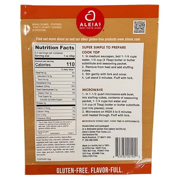 ALEIAS, STUFFING MIX SEASONED VEGETABLE, 5.5 OUNCE