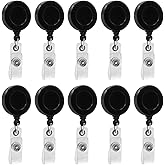 JBKHDTB 10 Pack Retractable ID Badge Holder Reels with Swivel Alligator Clip Bulk Pack Premium Badge(Black)