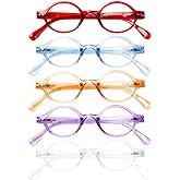 JOSCHOO 5 Pack Retro Round Reading Glasses Mini Small Comfortable Readers for Women Men (5 Mix Clour-5, 2.5)