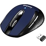 LeadsaiL Wireless Computer Mouse, 2.4G Portable Slim Cordless Mouse Less Noise for Laptop Optical Mouse with 6 Buttons, AA Ba