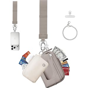 Joilee Dual Pouch Wristlet Keychain Wallet for Women, Coin Purse with RFID Blocking, Nylon Phone Wallet & Card Holder