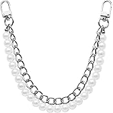 HARSKIYER Pearl Purse Chain, Metal Handbag Strap with Pearl Decor, Silver Shoulder Crossbody Charm Chain Strap Replacement for Women Purses and Handbags