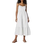 Amazon Essentials Women's Fit and Flare Empire Waisted Cotton Sateen Tiered Maxi Dress