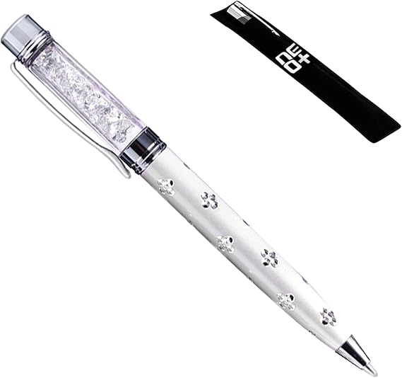 Quality Ballpoint Pen with Crystals. FREE REFILL UK SELLER (WHITE