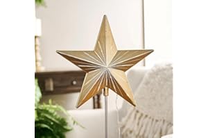 XWEHNI Starry Night 11" Clip-On Christmas Tree Topper, Illuminated Twinkle LED Acrylic Star with Sparkling Lights, Glowing Night Light for Holiday Decor, Timer Included (Gold, 1PC)