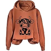 WDIRARA Girl's Graphic Hoodies Long Sleeve Hooded Thermal Sweatshirts Cute Pullover Tops