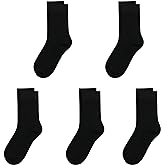 SERISIMPLE Viscose Bamboo Kids Crew Socks School Anti Odor Socks for Boys Girls Uniform Light Weight Flat Seam Socks 5 Pairs