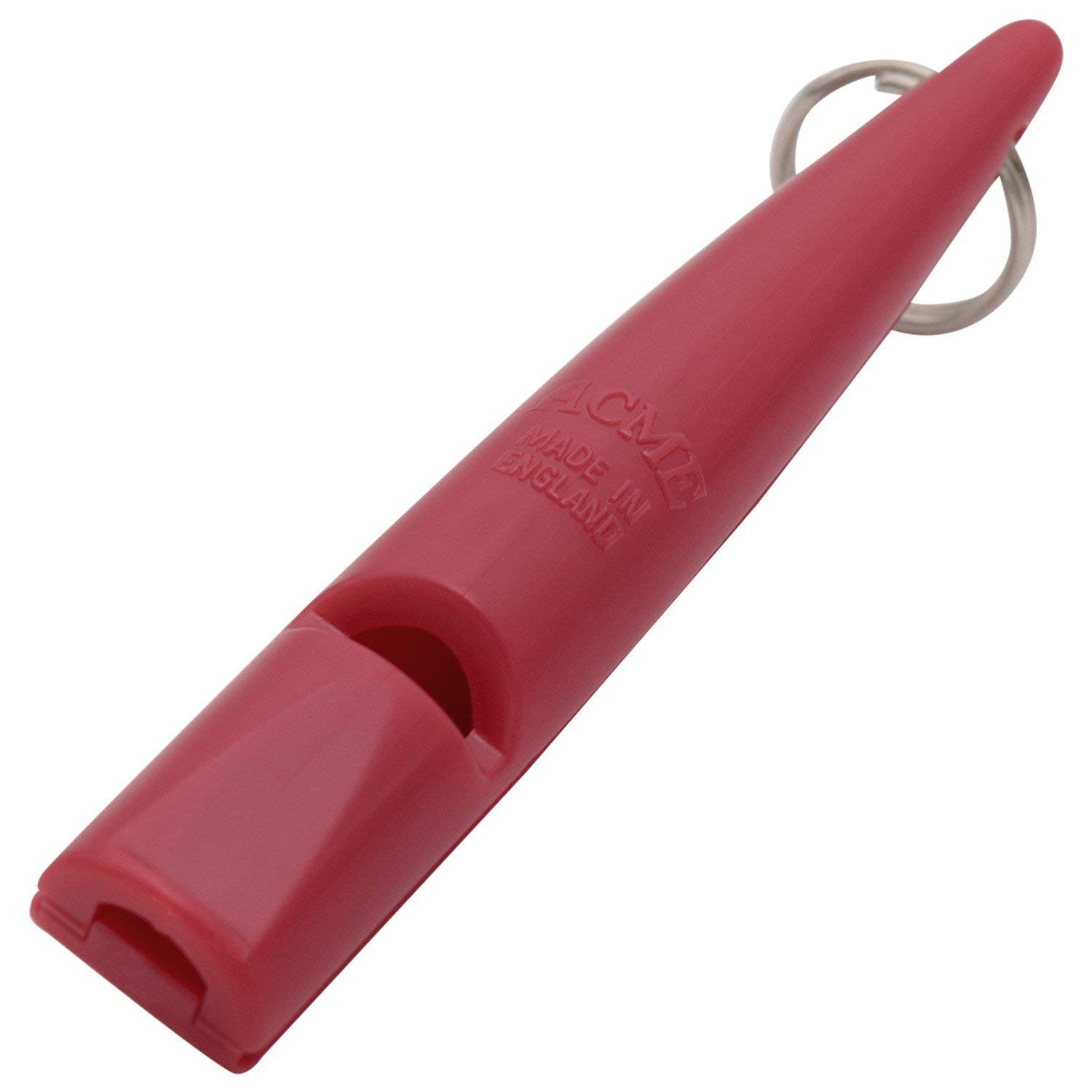 ACME 211.5 dog training whistle. Medium high single note. Preferred by larger dog breeds. BPA free plastic. Good distance whistle. Genuine made in England (Fuchsia Pink)