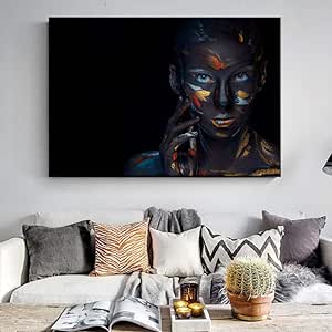 HD Blanco y negro Maquillaje de cara creativo Lienzo Pintura Retrato