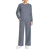 Weintee Women's Petite Sweatsuits Wide Leg Sweatpants and Sweatshirt Sets Jogging Suits