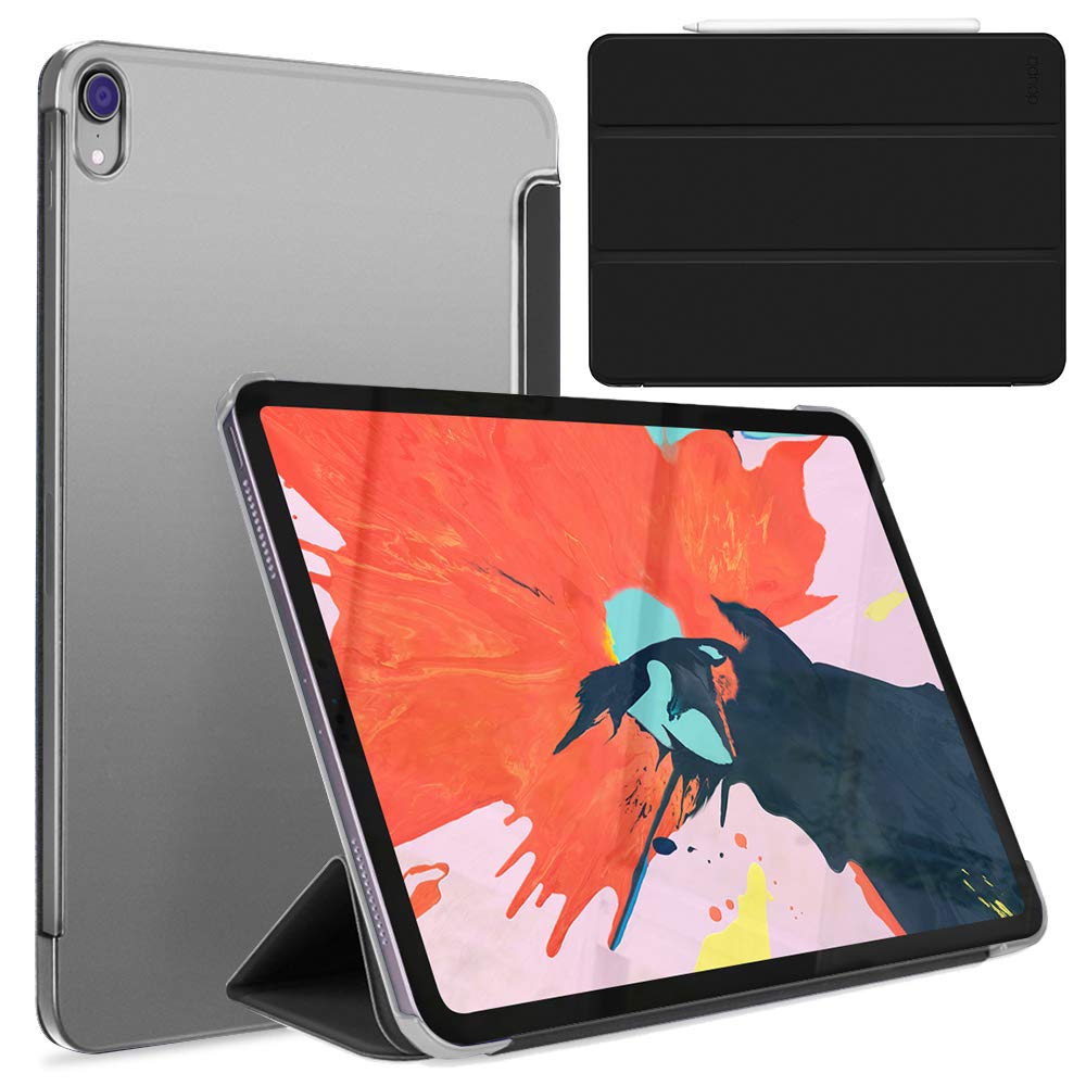 doupi FlipCase for iPad Pro 12.9 inch (2018), Deluxe Flip Cover with Smart Sleep/Wake Up Function, can be set up as stand for video viewing or writing, black