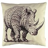 Luxbon - Brown Rhino Rhinoceros Cotton Linen Sofa Chair Seat Throw Pillow Case Cushion Cover 18 x 18