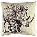 Luxbon - Brown Rhino Rhinoceros Cotton Linen Sofa Chair Seat Throw Pillow Case Cushion Cover 18 x 18