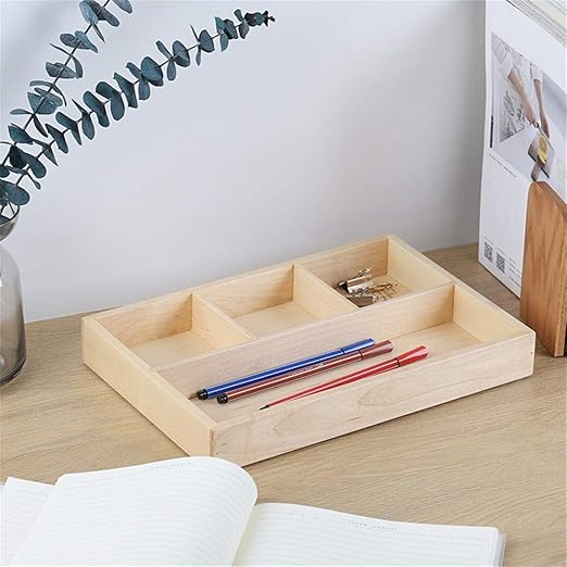 Amazon Com Drawer Organizer Nightstand Valet Trays Wooden Desk Supply Organizer 4 Compartments Desktop Storage Box Color Maple Size 30 5x20 5x4cm Home Kitchen