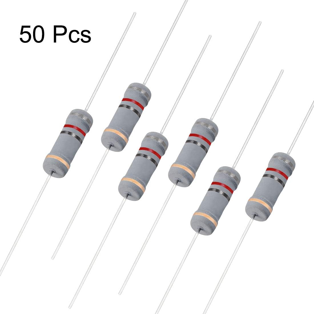 Sourcingmap 50Pcs 82 Ohm Resistor, 2W 5% Tolerance Carbon Film Resistors, 4 Bands for DIY Electronic Projects and Experiments - Image 4