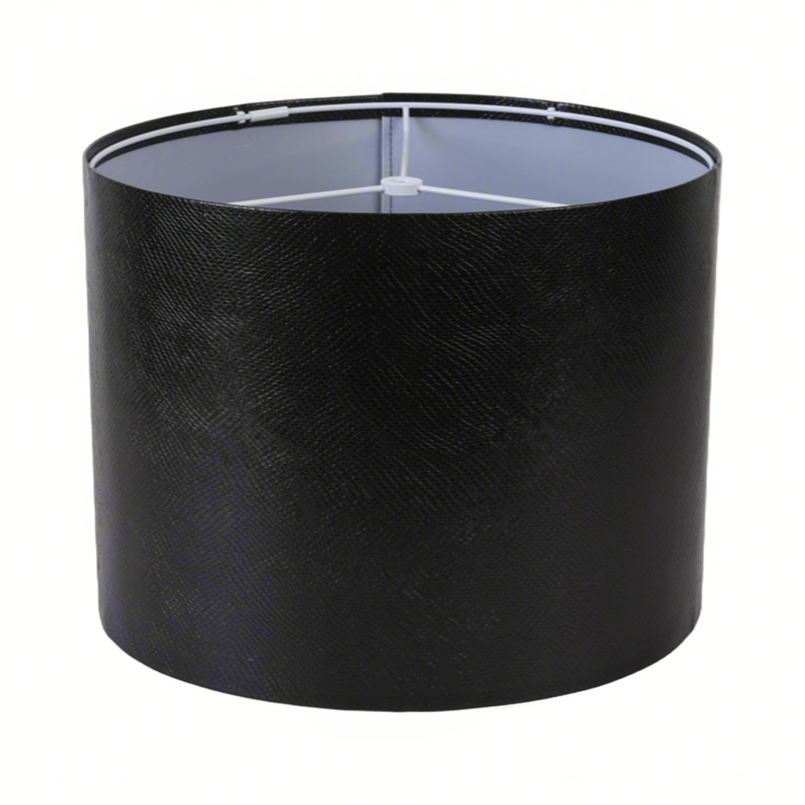 Photo 1 of Black Drum Lamp Shades for Floor Lamps, 13" Top x 13" Bottom x 10" High, Easy to Assemble, Replacement Leather Lampshades for Table Lamps & Bedside Lamps (Spider)