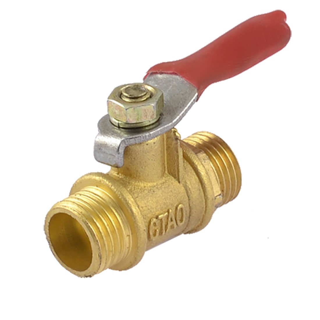 Sourcingmap 1/4 BSP 13mm Male Thread Full Port Red Lever Handle Ball Valve