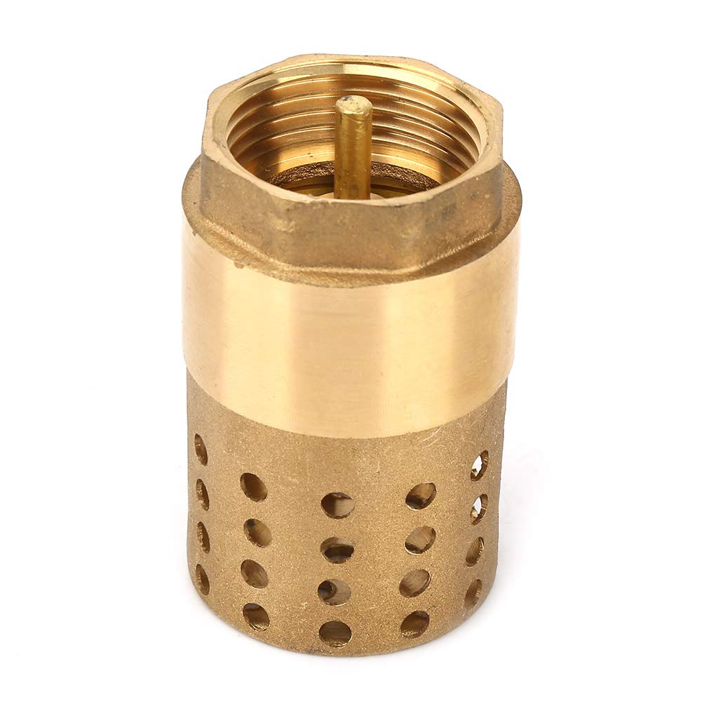 Brass Check Valve, Foot Valve Strainer, Female Hose Thread, Hole Mesh Filter for Pumps, Garden, Aquarium, and Home Use