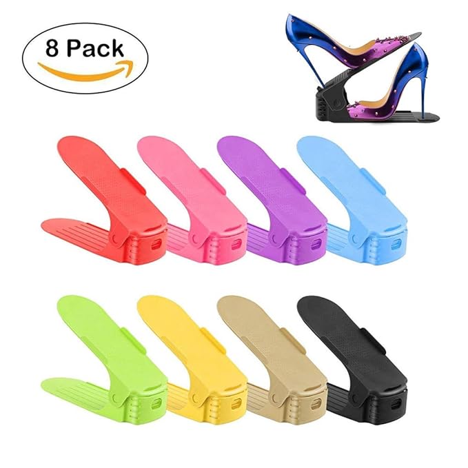 Organizador Zapatos, 8 Piezas Ranura de Zapato Rack ajustable Ahorro de Espacio Organizador de Calzado Creativo para Tacones Bajos, Zapatillas, Botas y Sandalias