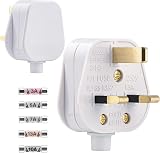 Sandiyago 2 Pack UK 3 Pin Plug 13A Fused White with 3A-13A Fuses CE BS1362 view 1