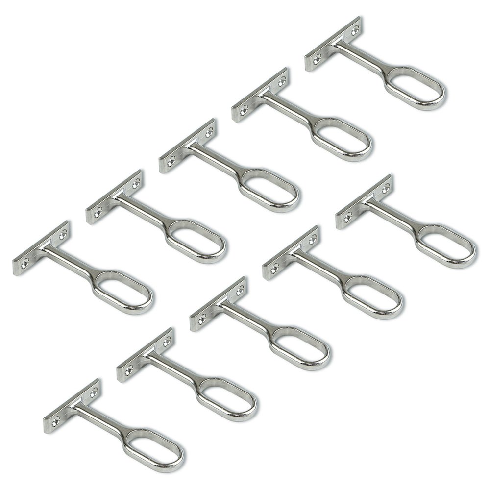 Emuca 7061007 Central Support for Oval Wardrobe Hanging Rod, Nickel-Plated, Set of 10 Pieces