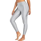 Sghenr Women's High Waisted Yoga Pants Tummy Control Shiny Sports Tights Workout Leggings