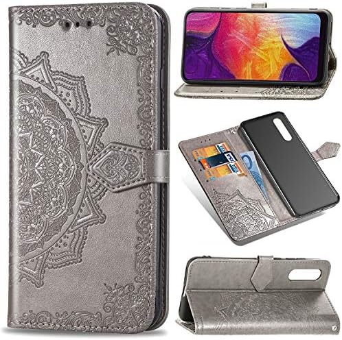 Dedux for Samsung Galaxy A30s Case - Premium Leather Flip Wallet Phone Case Cover Lovely Light Design with [Card Slots] [Magnetic Closure] [Kickstand] -Grey