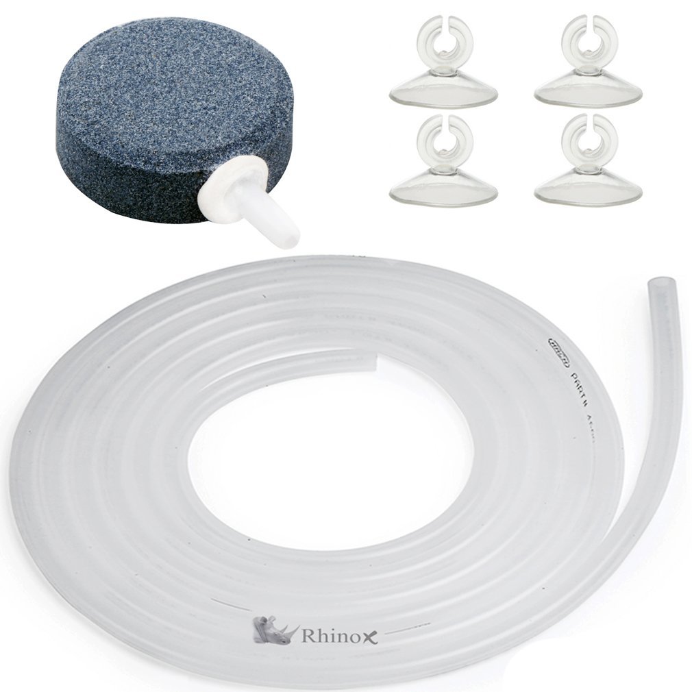 Rhinox Aerator Bubbler Set -- Additional oxygen promotes fish health - Increase water circulation - Unobtrusive, hides well in hydroponic or fish tank - Produce small bubbles as silent as in a library