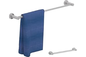 Adjustable Towel Bar, HOMOTEK Economical Bathroom Towel Holder Rod from 12 Inch to 22 Inch Single Towel Racks, Wall Mount Towel Rail, Towel Hanger Hook for Kitchen(1 Pack Brushed Stainless Steel)