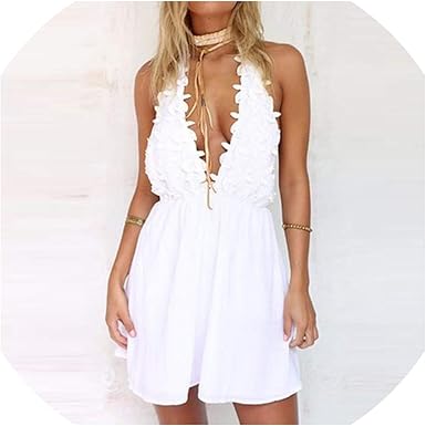white v neck sundress