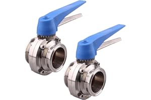 DERNORD 2 Pack Butterfly Valve with Blue Trigger Handle Stainless Steel 304 Tri Clamp Clover (2 inch Tri Clamp Butterfly Valv