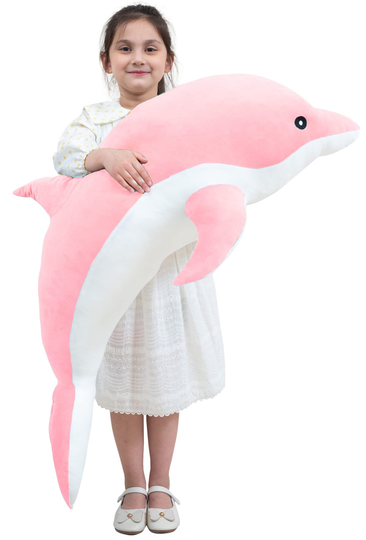 Kekeso Dolphin Plush Toys Lovely Stuffed Soft Animal Hugging Pillow Dolphin Dolls for Children Girls Sleeping Cushion Gift (50cm/19/68inch, Pink)