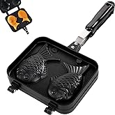 ZOOFOX Taiyaki Fish-shaped Cake Pan, Non-stick Waffle Cake Maker with Long Handle, Pancake Baking Double Pan Mold