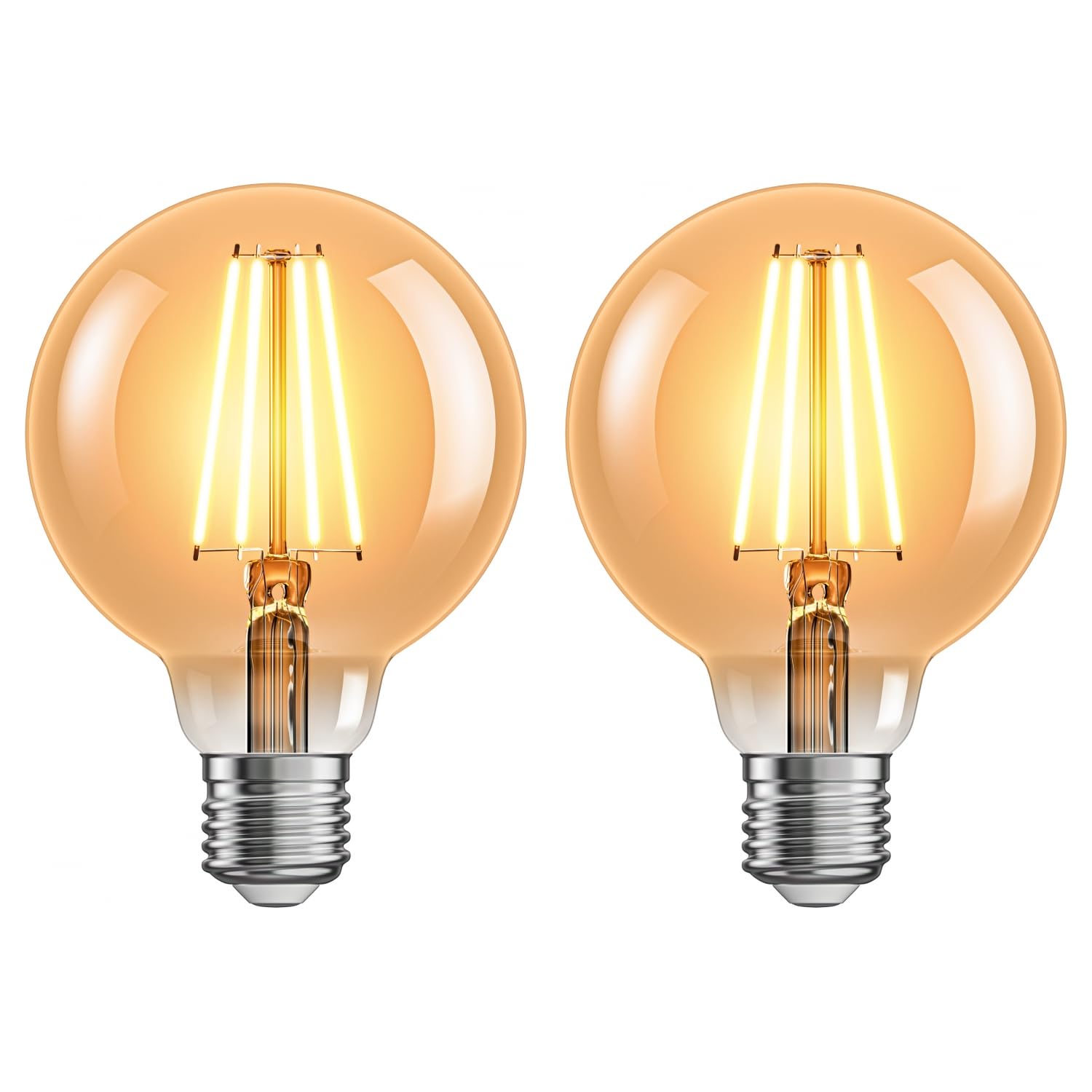 ledscom.de 2 Pieces E27 LED Bulb, G95, Extra Warm White (2500 K), 7.3 W, 818lm, 3-Step dimmer, Gold-Coloured