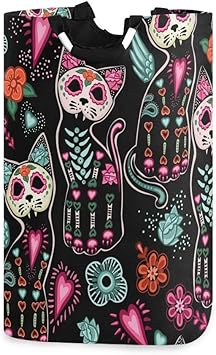 N\A Abstrakter schwarzer Katzenschädel Wäschekorb Korb Großer