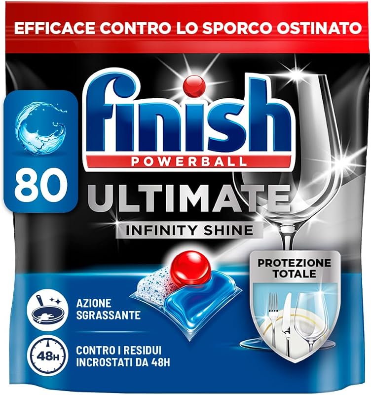 Ultimate Infinity Shine Pastiglie Lavastoviglie, 80 Capsule Lavastoviglie, Detergenti per Lavastoviglie contro lo Sporco e i Residui Incrostati (Confezione da 1)