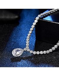 MASOP - Juego de joyas de boda para novias, con circonita cúbica AAA, set de collar y pendientes